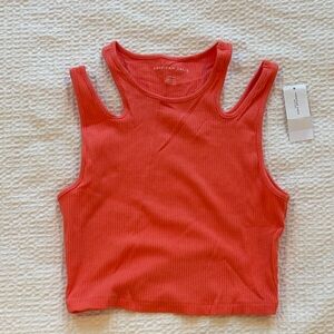 American Eagle Outfitters Coral Cutout Shirt NWT